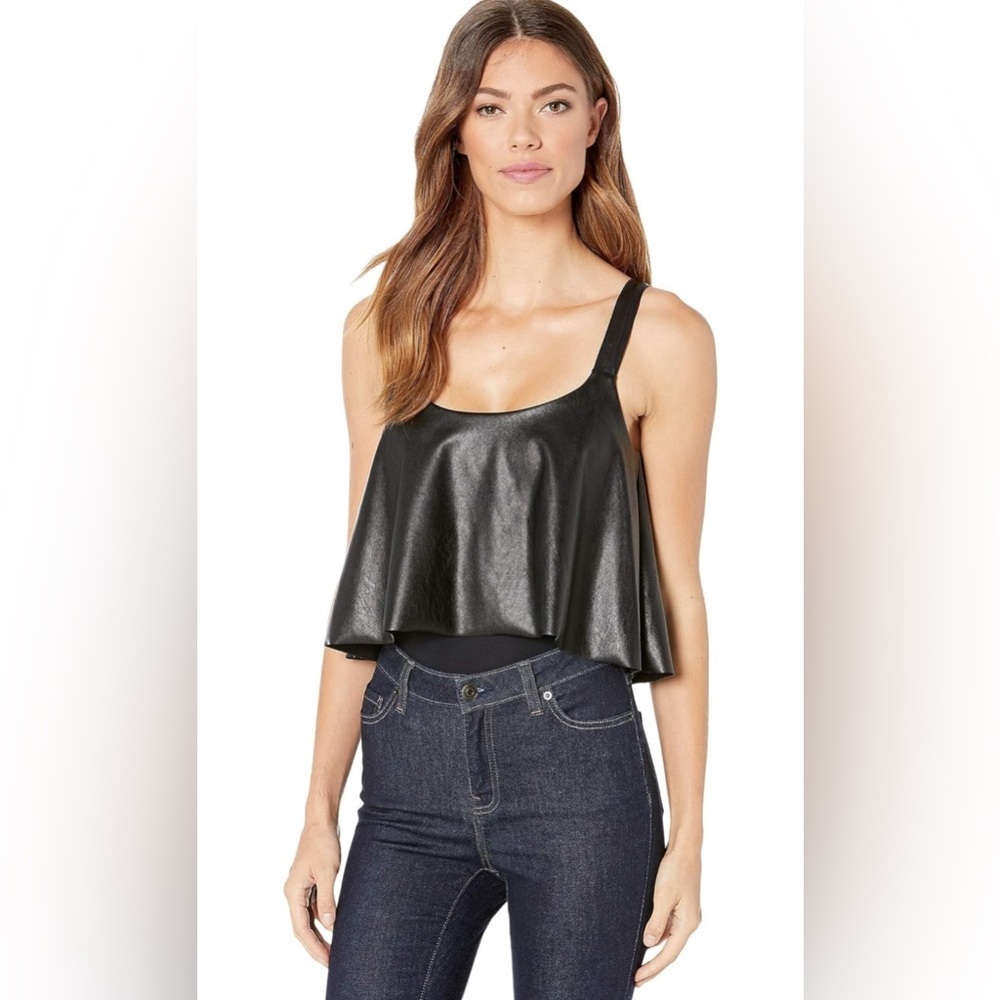 Commando Black Faux Leather Flowy Bodysuit